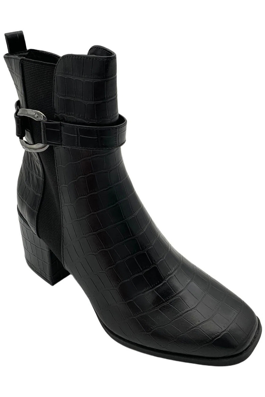 Kenneth Cole Reaction Women's Emerson Zip Heeled Ankle Boot Black - Medium